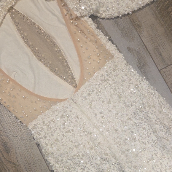 Fashion Nova Sparkling Backless Dress - White - Picture 13 of 16